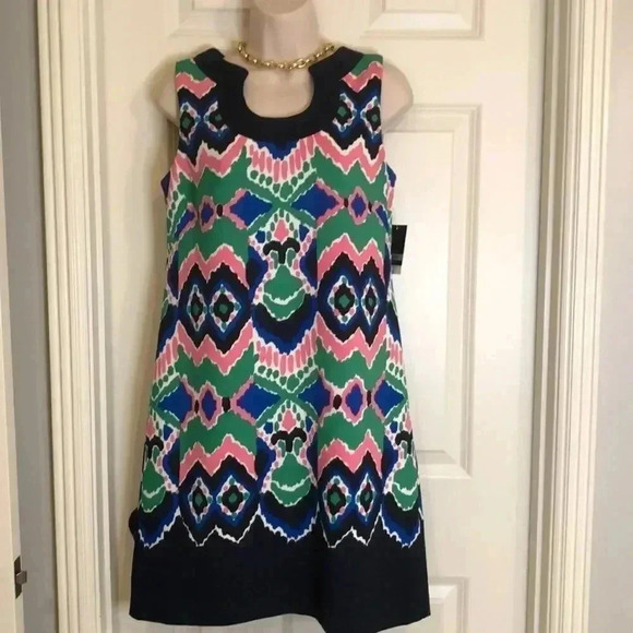 𝅺NWT Gabby Skye sleeveless disco mod multi color liberty floral dress side 8 - Picture 1 of 12